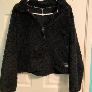 CALVIN KLEIN QUARTER ZIP QUITED TEDDY JACKET